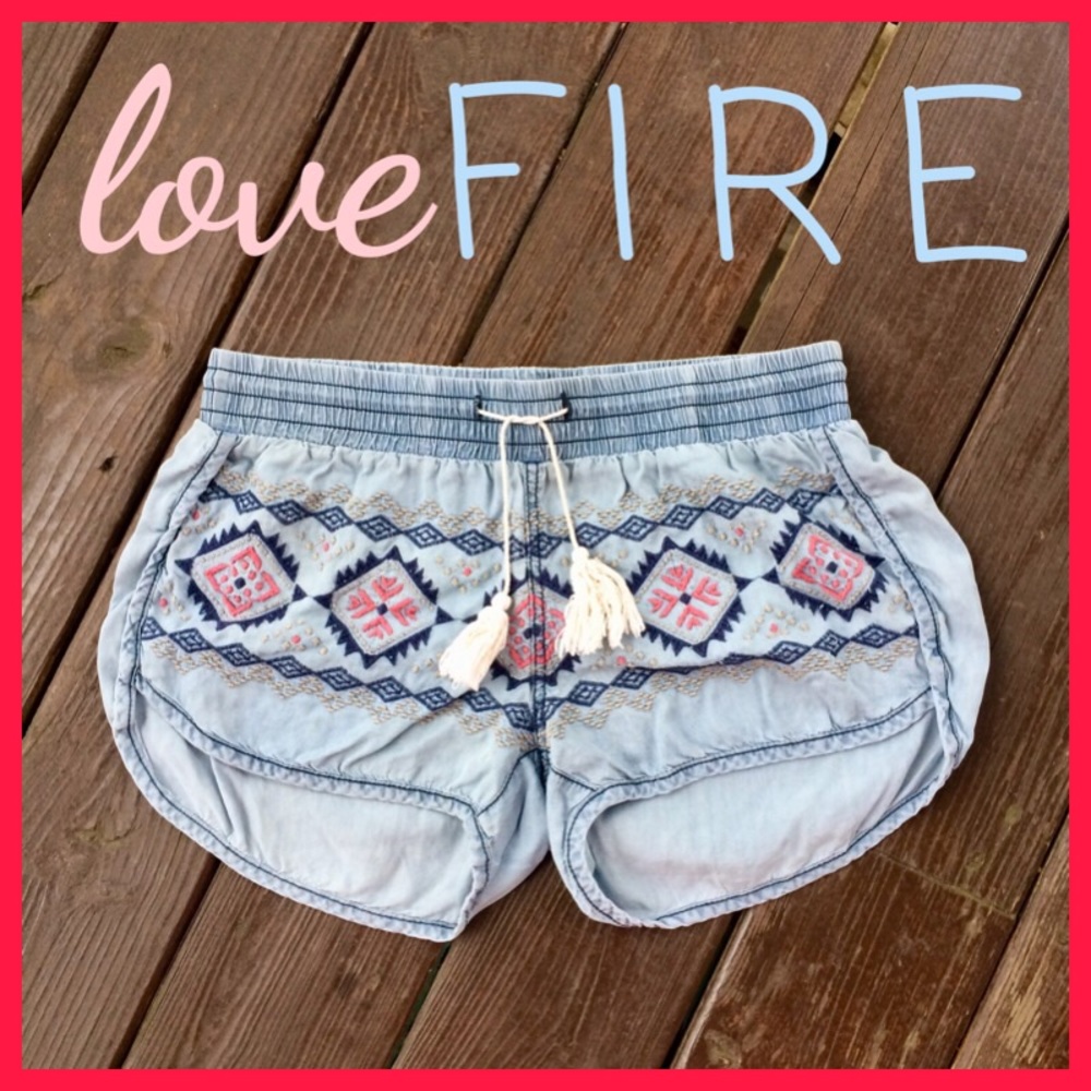LOVE FIRE Embellished Denim Shorts